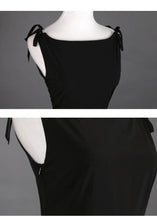 Load image into Gallery viewer, Handmade 50s Hepburn Inspired Classic Black Vintage Dress
