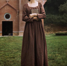Load image into Gallery viewer, Movie Inspired Vintage Linen Square Collar Prairie Dress
