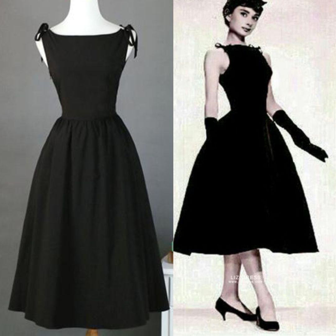 1950s Hepburn Style Black Dress Black / S- Pls see size chart I Retro Fairy 1950s Hepburn Style Black Dress Black / S- Pls see size chart I Retro Fairy