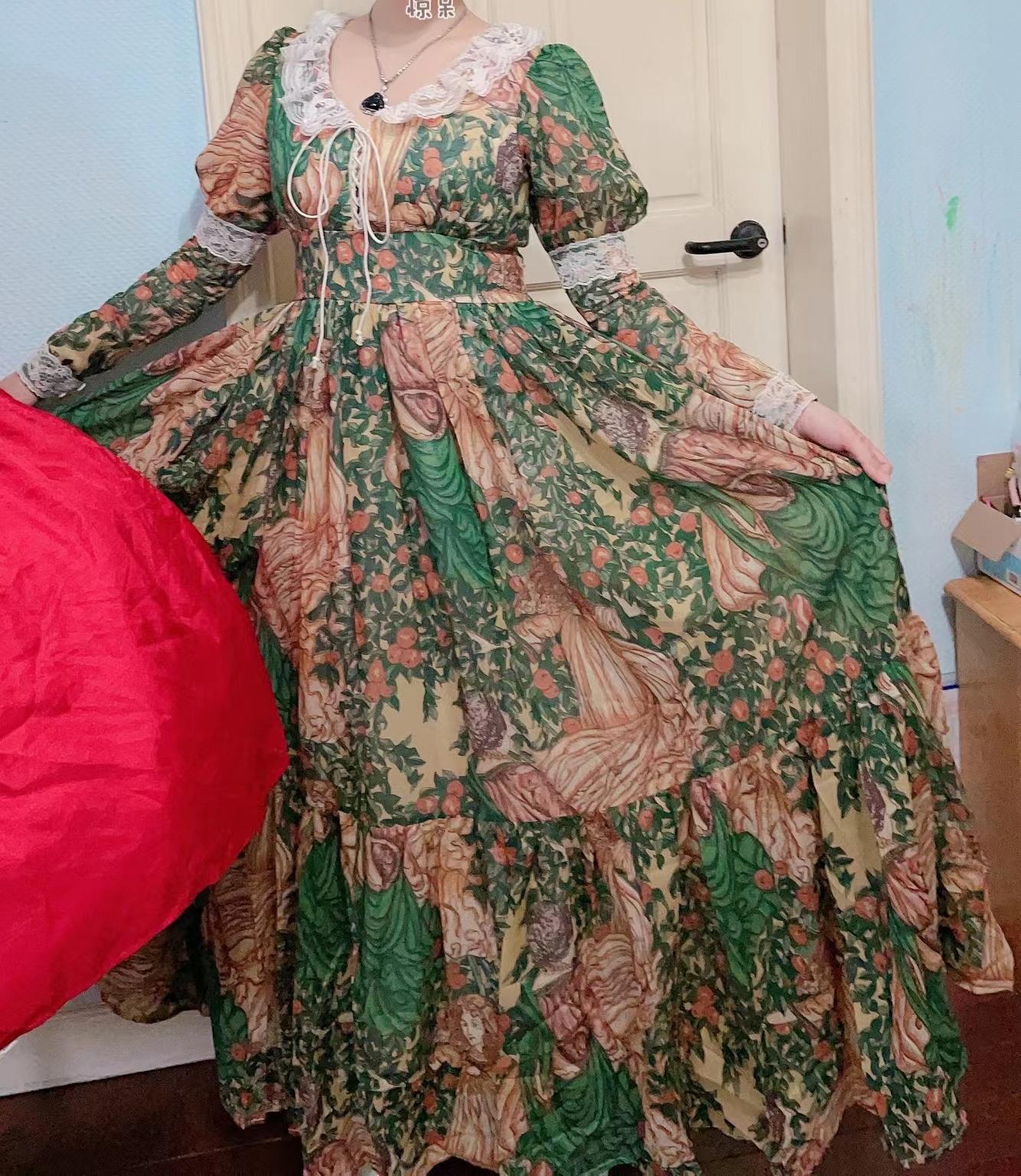 Gunne Sax Reproduction 70s Adam Eve Print Dress Retro Fairy Gunne Sax Reproduction 70s Adam Eve Print Dress Retro Fairy