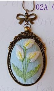 Handmade Cottagecore Embroidery Retro Necklace