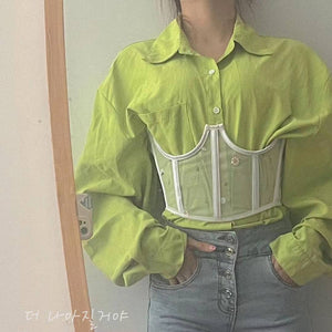 Handmade Daisy Embroidery Underbust Corset Waist Band