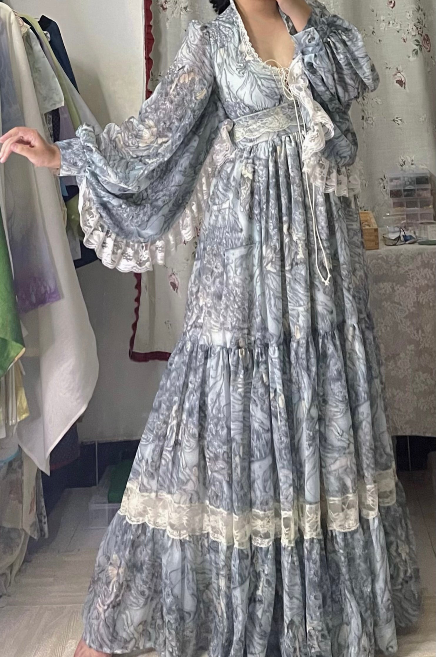 Last chance]Gunne Sax Remake 70s Fairy Print Dress – Retro Fairy